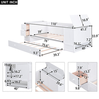 Twin Daybed with Storage White
