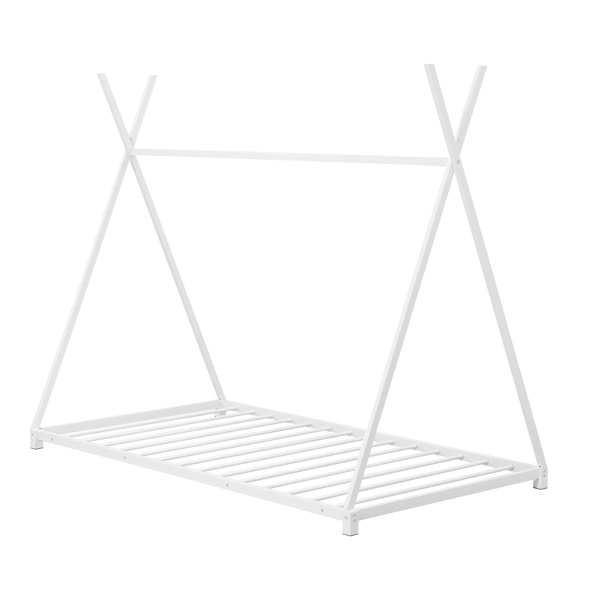 Metal Platform Bed White Triangle Frame