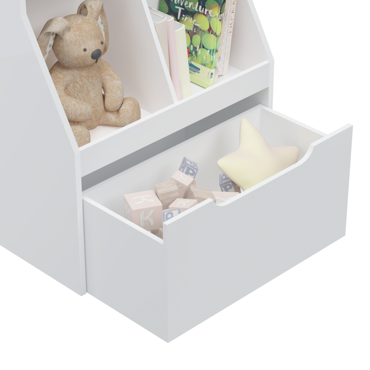 Rolling Book Display Shelf – White Children’s Library Piece
