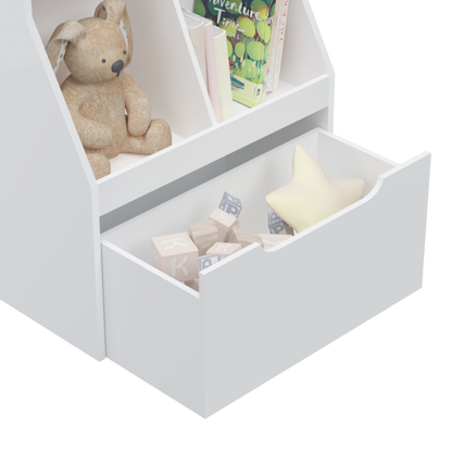 Rolling Book Display Shelf – White Children’s Library Piece
