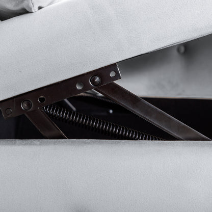 Grey Velvet Lounge Chaise – Modern Roll Arm