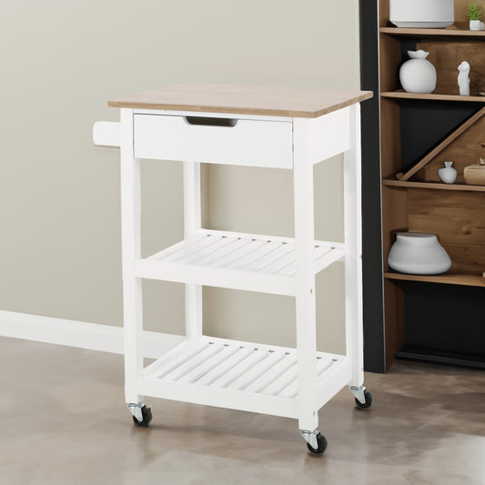 Rolling Kitchen Cart with Storage and Drawers