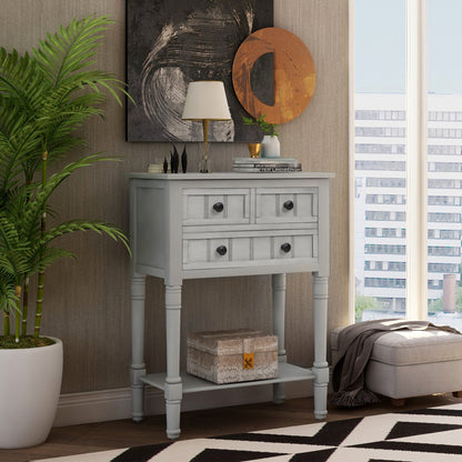 Narrow Console Desk – Grey Washed Finish