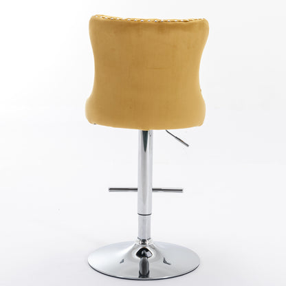 Modern Bar Stools Set of 2 Gold Gray