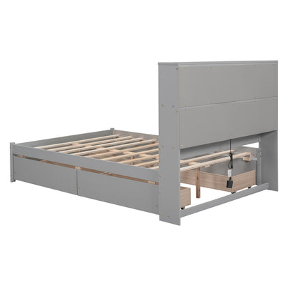 Full Platform Bed Gray