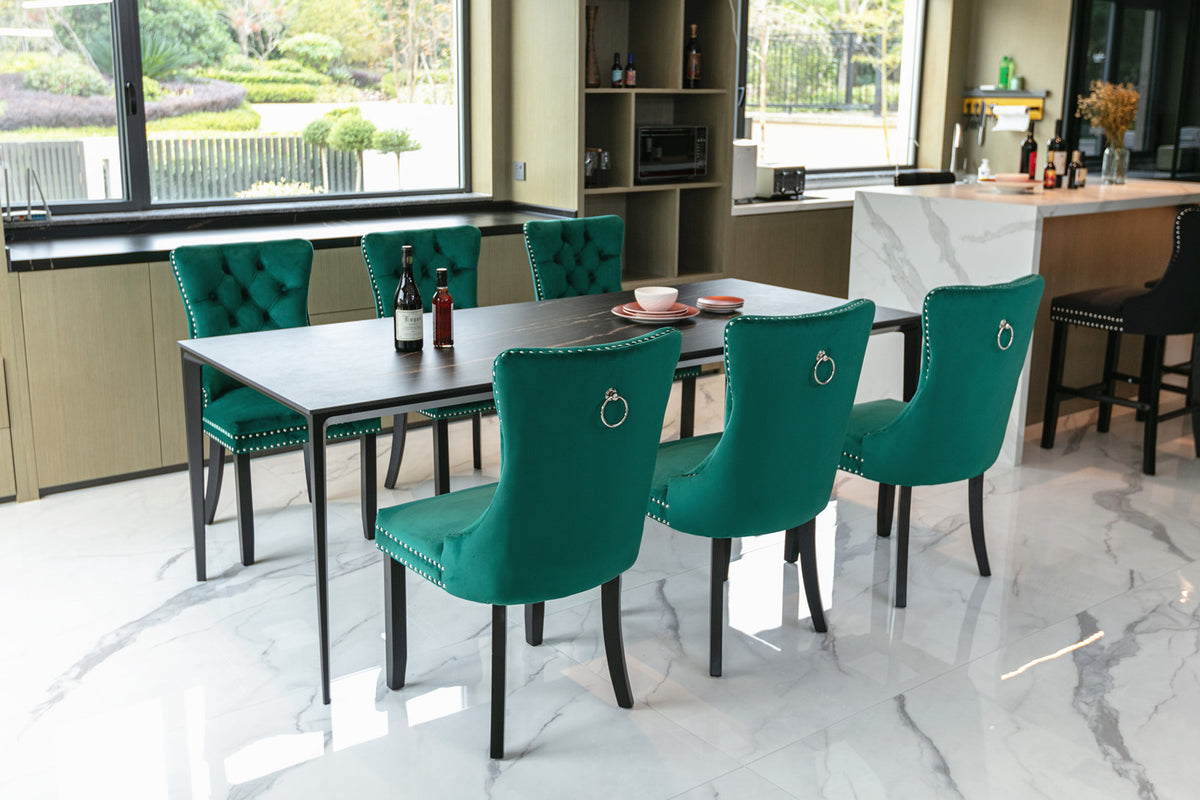 Nikki Tufted Linen Dining Chair Set (2 pcs) – Green