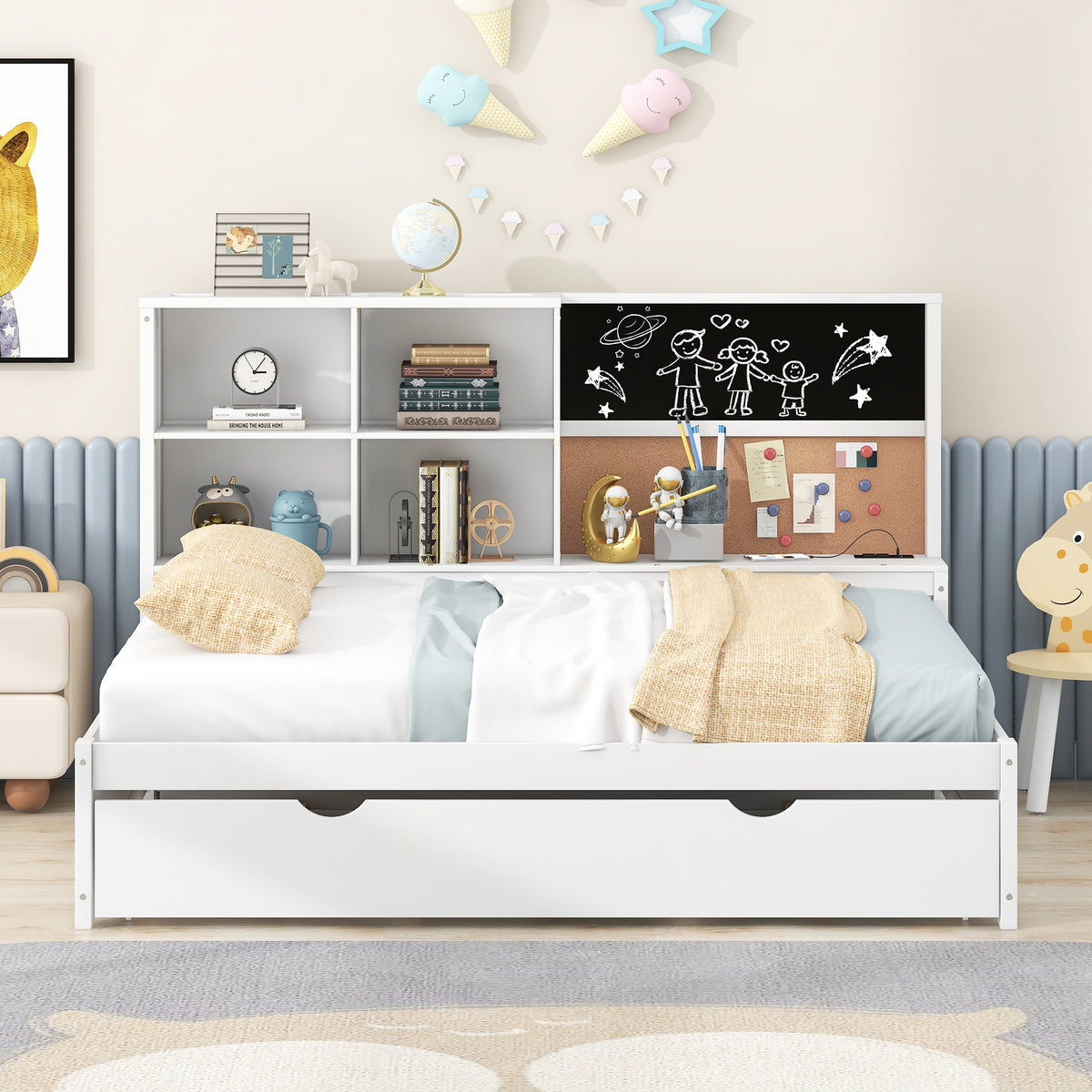 Full Daybed with Storage Drawers White