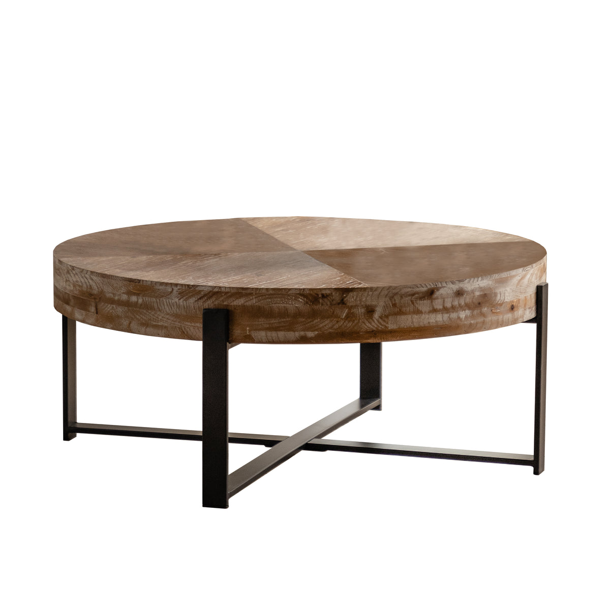 Retro Round Coffee Table – Metal & Wood
