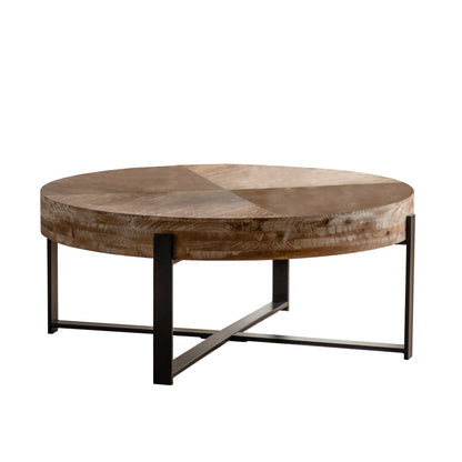 Retro Round Coffee Table – Metal & Wood