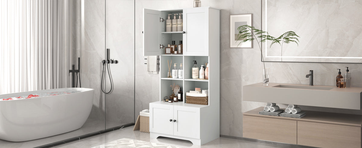 4-Door Bathroom Storage Cabinet White Finish