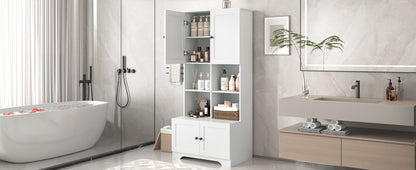 4-Door Bathroom Storage Cabinet White Finish
