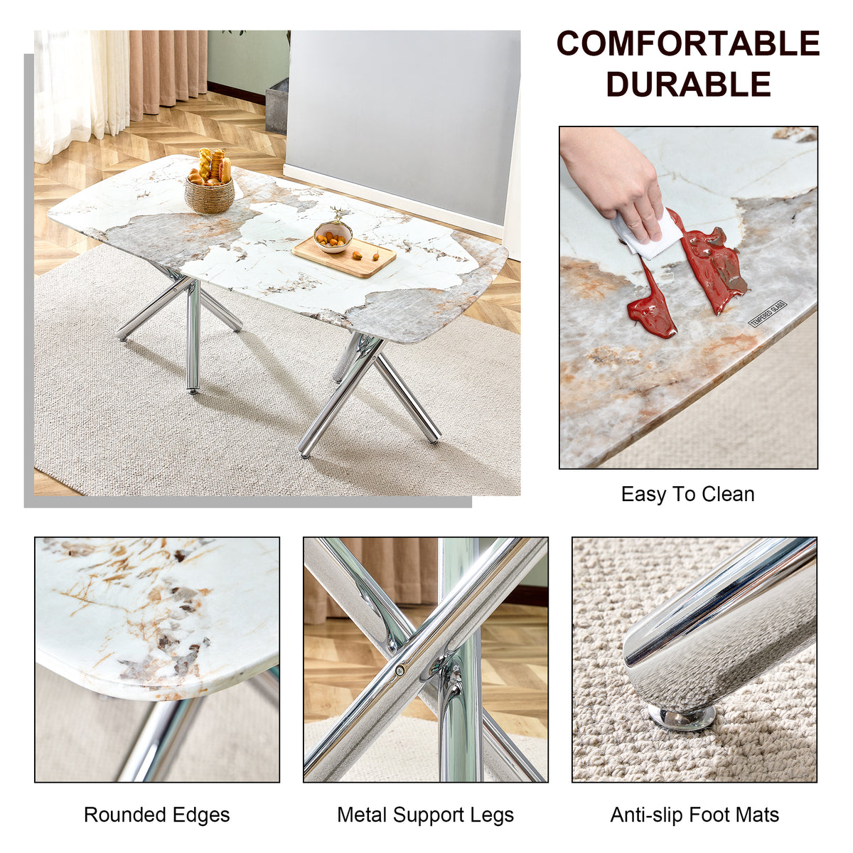 Modern Rectangular Dining Table for 6–8