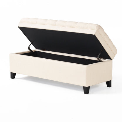 Juliana Velvet Storage Ottoman Beige