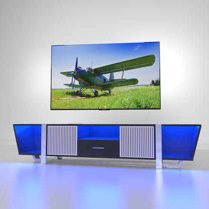 LED TV Console with Storage Cabinet Black