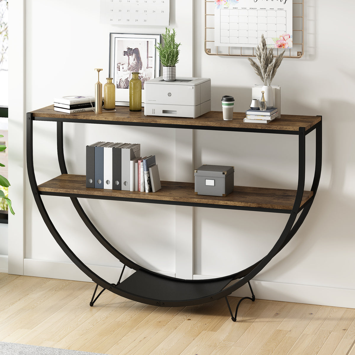 Rustic Wood Console Table Distressed Brown