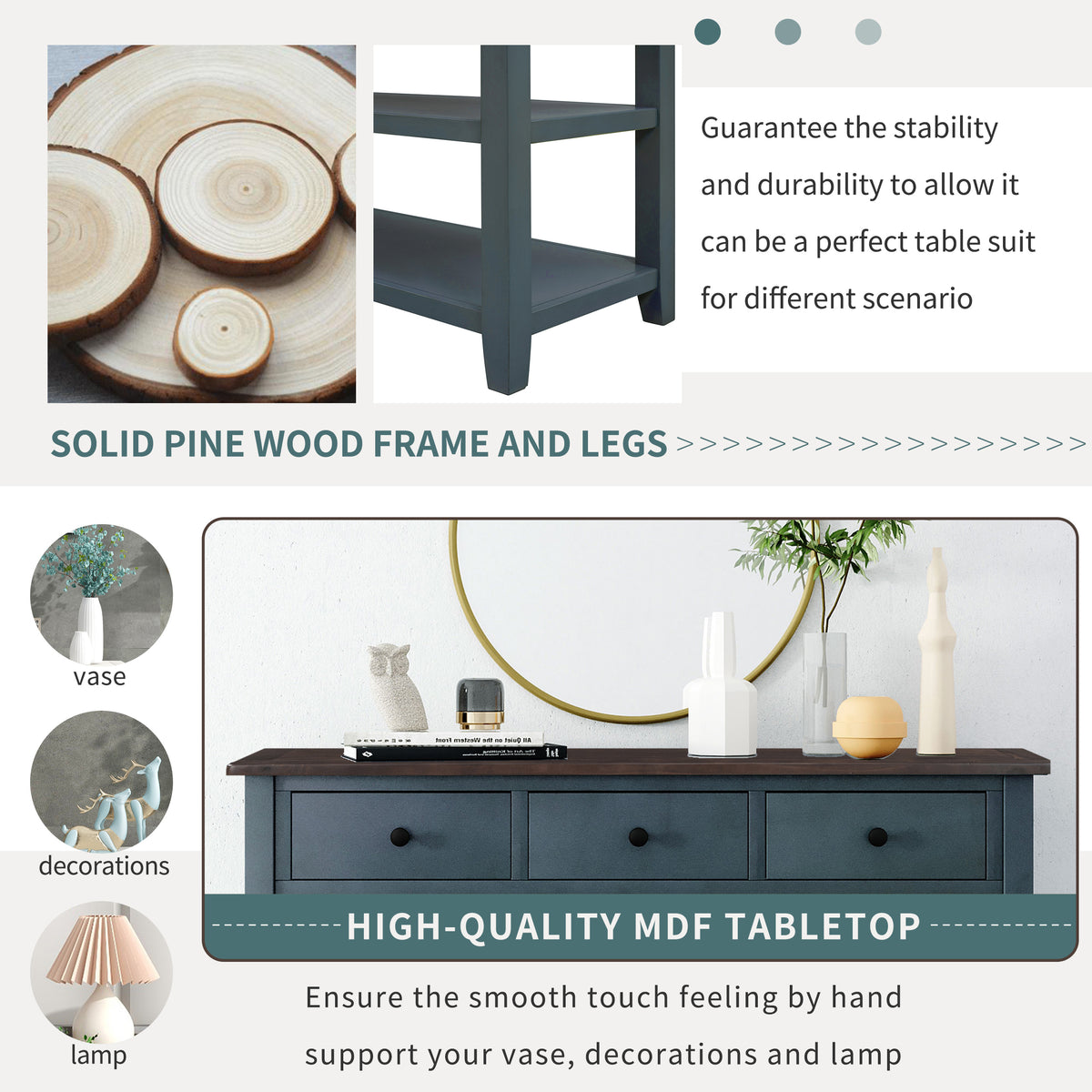 Retro Console Table Navy