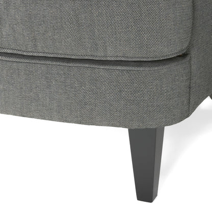 Modern Grey Fabric Club Chair with Ottoman – Upholstered Lounge Set