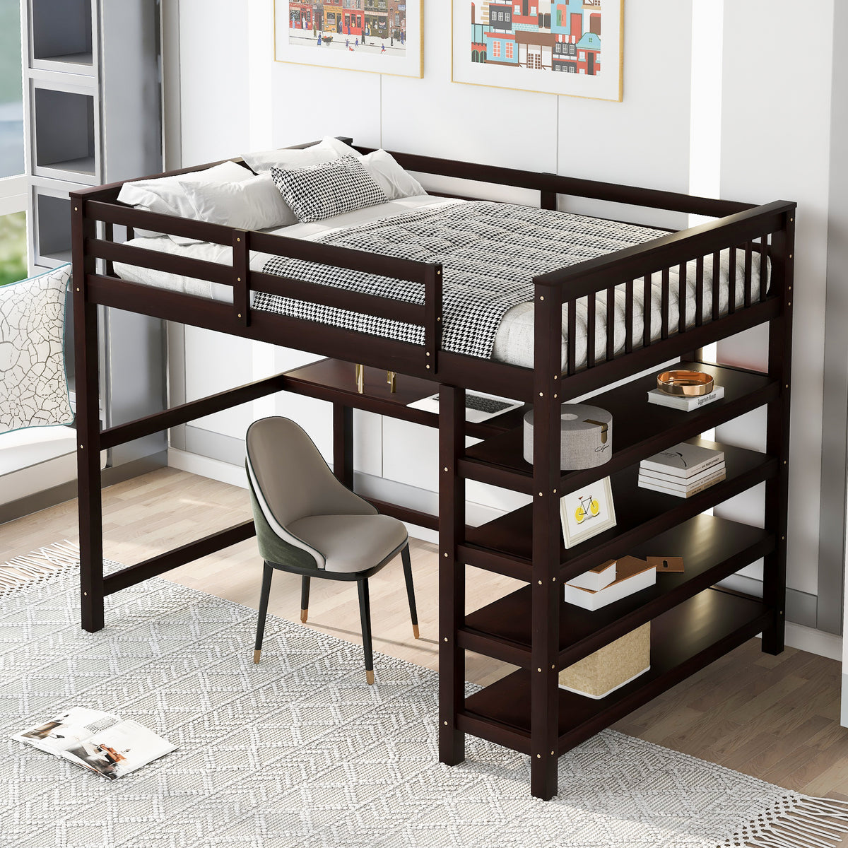 Full Loft Bed with Storage Espresso