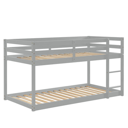 Twin Floor Bunk Bed Gray
