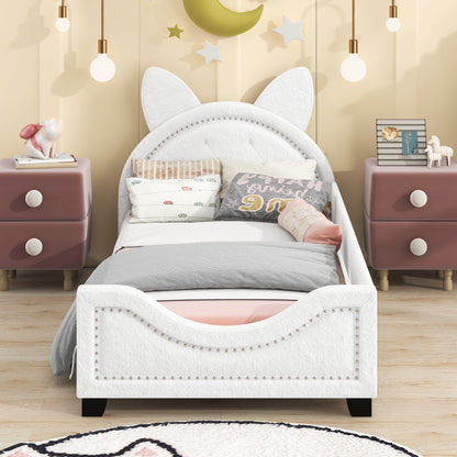 Teddy Fleece Daybed with Carton Headboard White