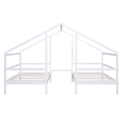 Double Twin Bunk Bed with Built-In Table