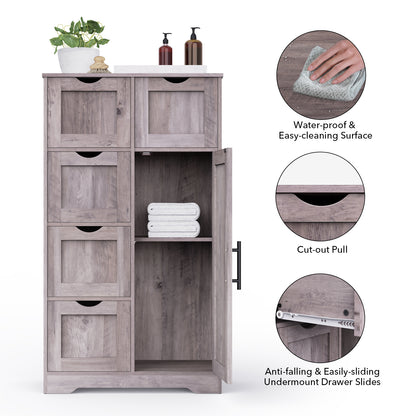 Tall Bathroom Cabinet – Grey Wood