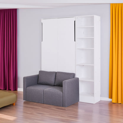 Murphy Bed with Sofa and Shelves White