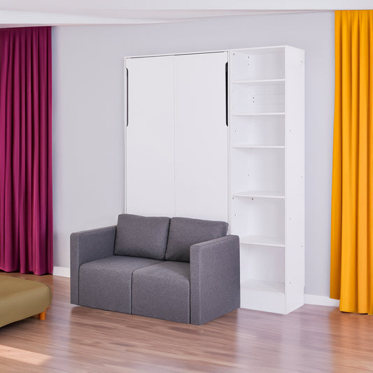 Murphy Bed with Sofa and Shelves White