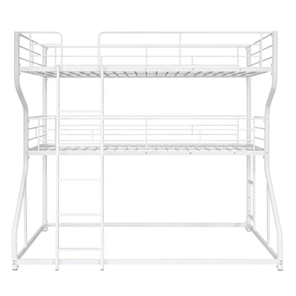 White Triple Bunk Bed – 3-Tier Space-Saving Metal Frame for Kids & Teens