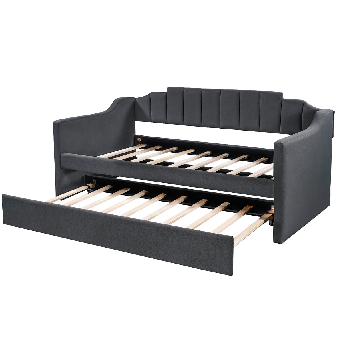 Twin Upholstered Daybed with Trundle – Black