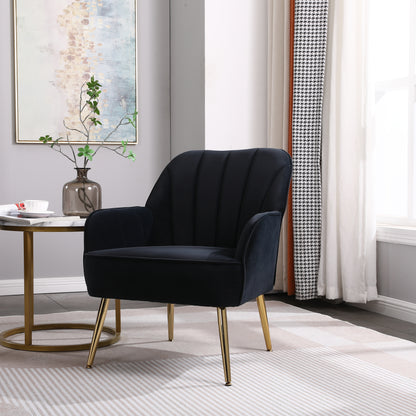 Mid-Century Velvet Armchair Navy Upholstery