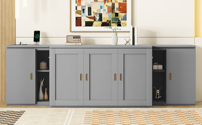 Full Murphy Bed with Shelves Gray