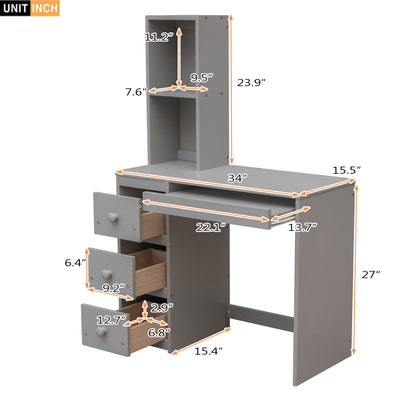 Twin Loft Bed with Storage Gray