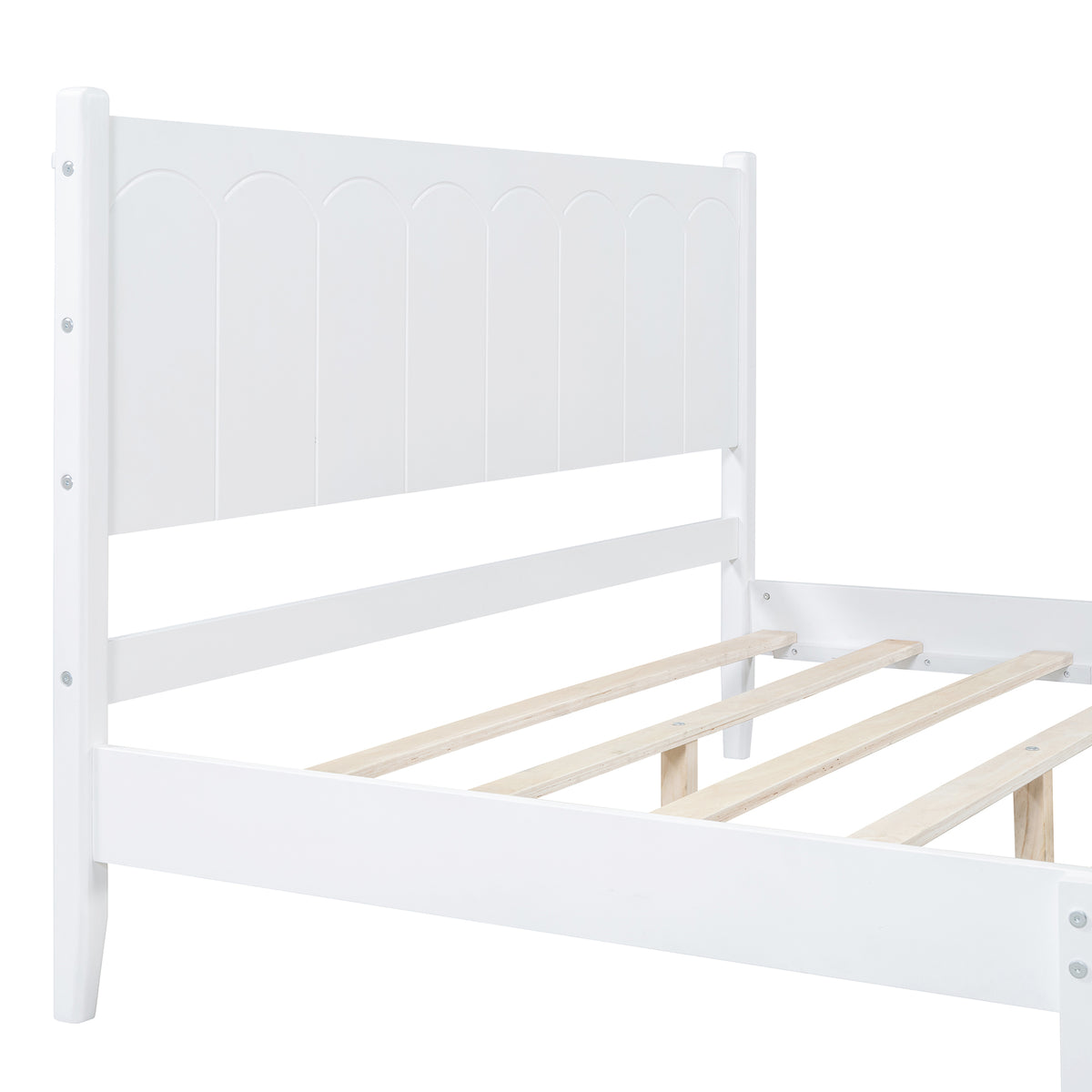 Queen Platform Bed with Rectangular Headboard White