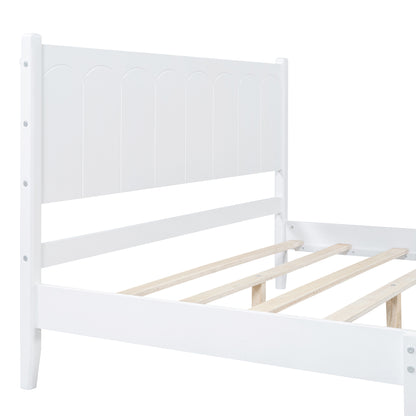 Queen Platform Bed with Rectangular Headboard White