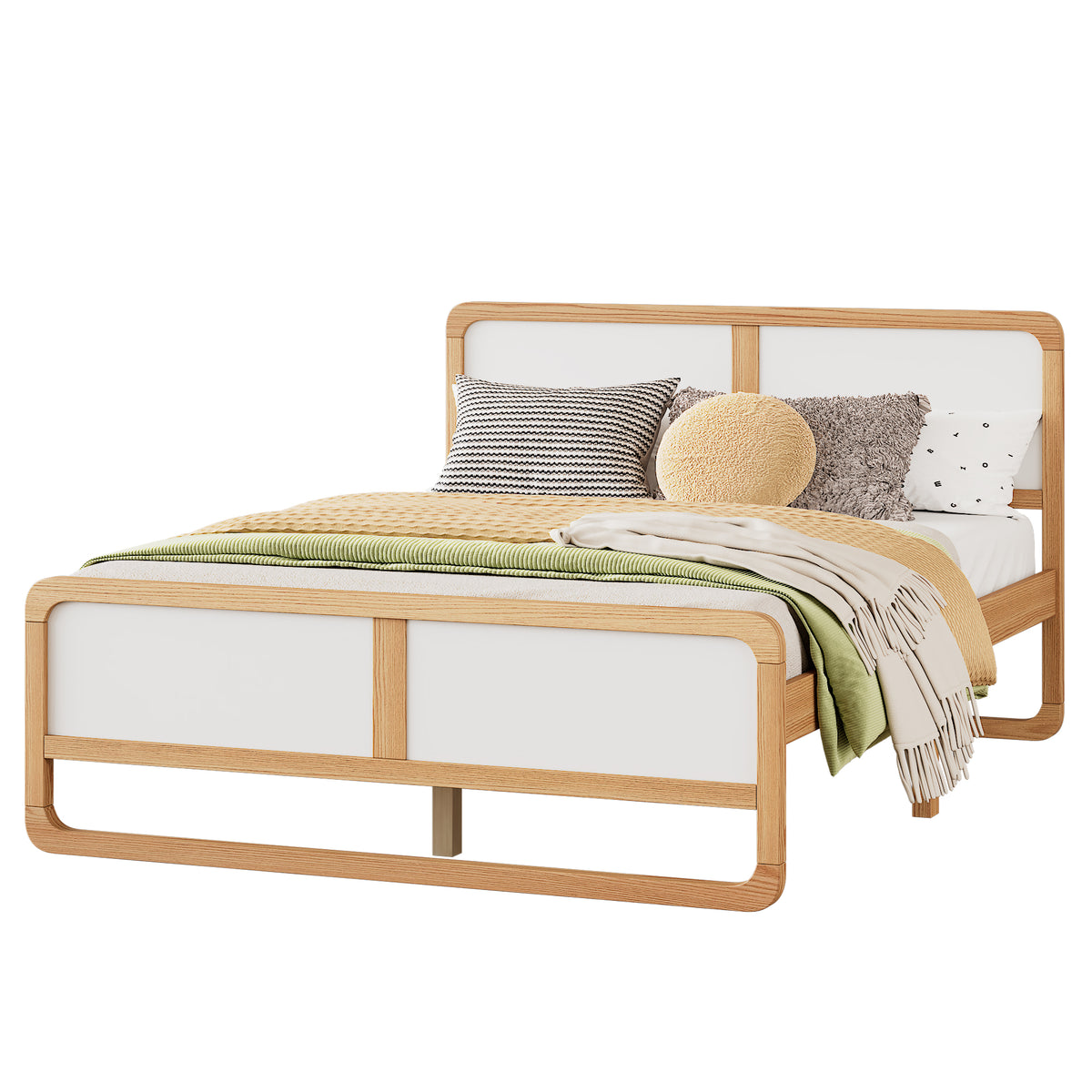 Queen Platform Bed Walnut White