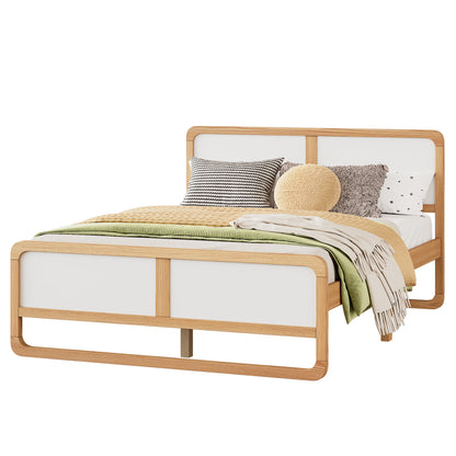 Queen Platform Bed Walnut White