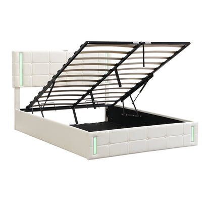 Full Hydraulic Storage Bed – White Finish