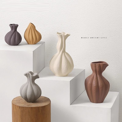 Earth Brown Pottery Display Vase Accent