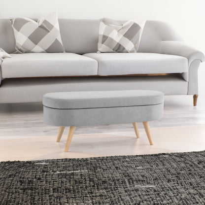 Oval Lift-Top Storage Ottoman – Gray