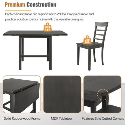 5-Piece Pendant Dining Set with Ladder Back Chairs