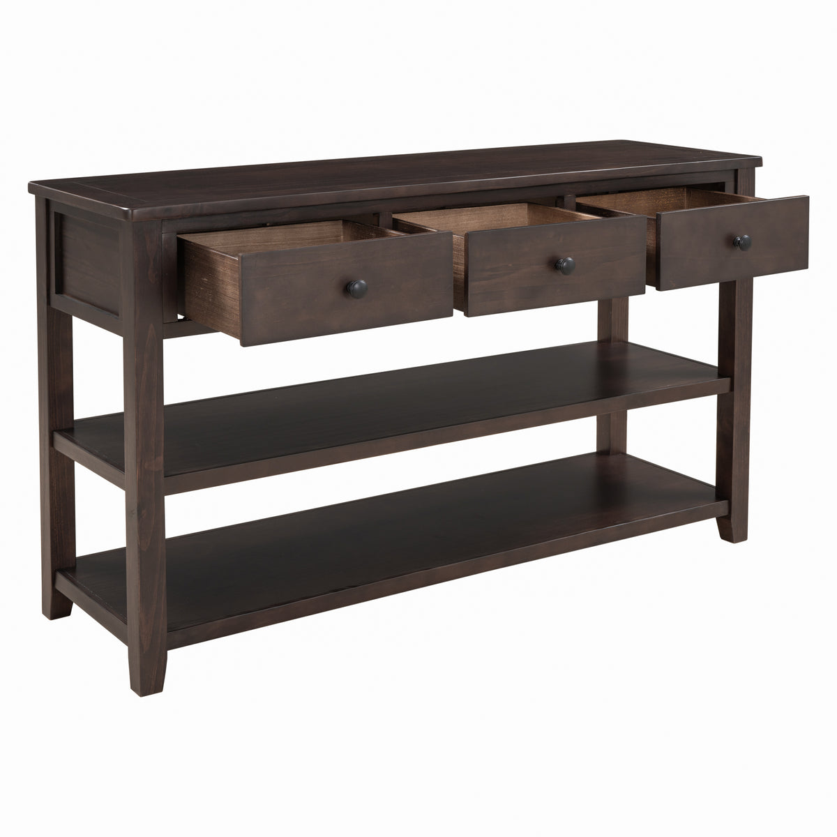 Retro Wood Console Table – Espresso Finish