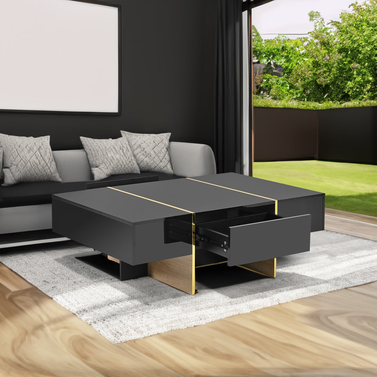 Modern Rectangular Sofa Table Black