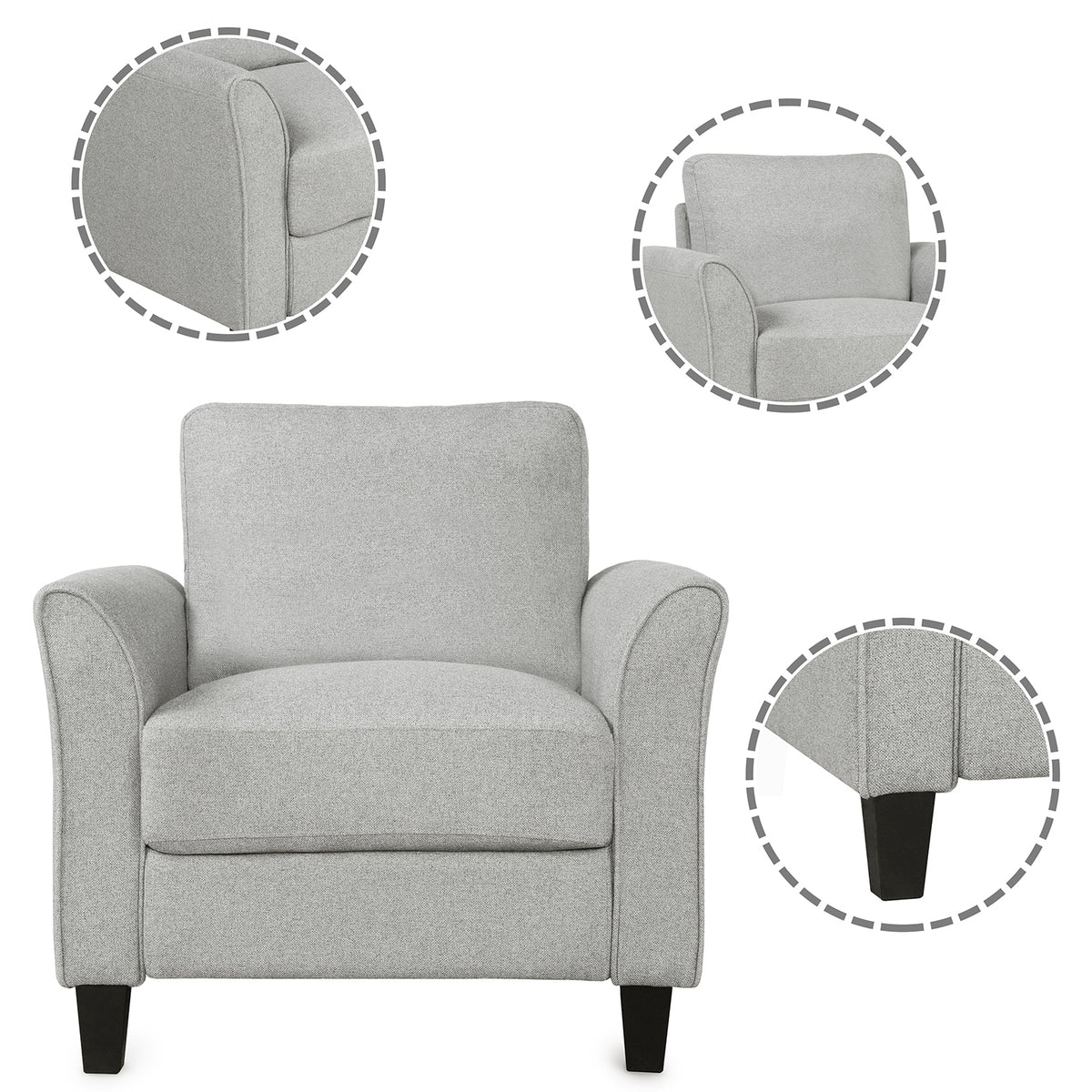 Contemporary Armrest Sofa – Light Gray