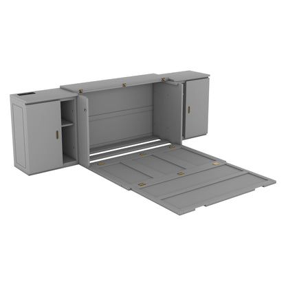 Full Murphy Bed with Shelves Gray