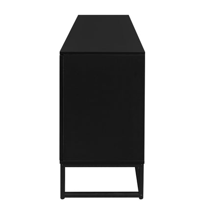 Rattan 4-Door Sideboard Black