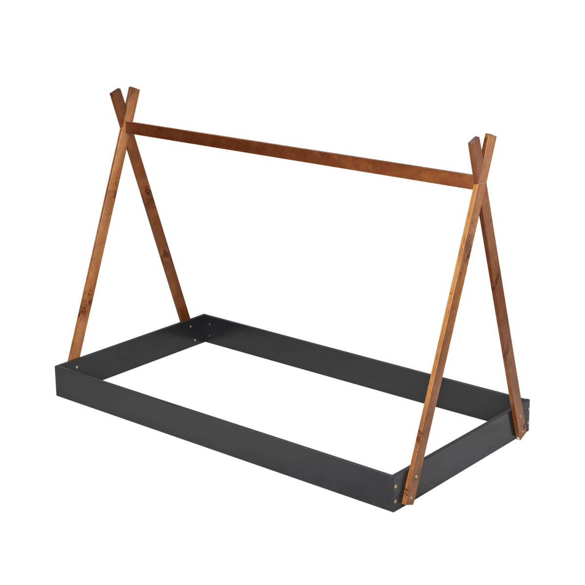 Twin Bed with Triangle Tent Frame Brown