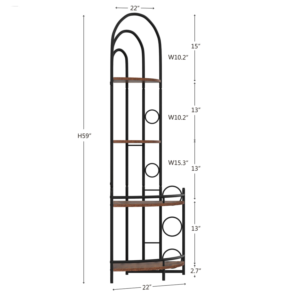 4-Tier Metal Frame Corner Bookshelf Modern Design