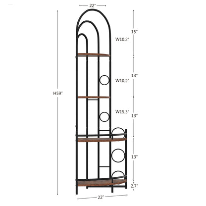4-Tier Metal Frame Corner Bookshelf Modern Design