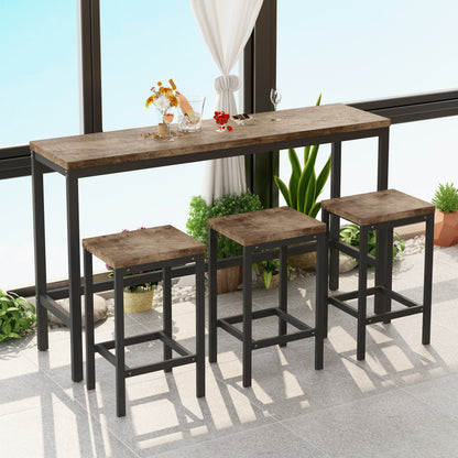 Modern Pub Dining Table with 3 Stools Natural Finish